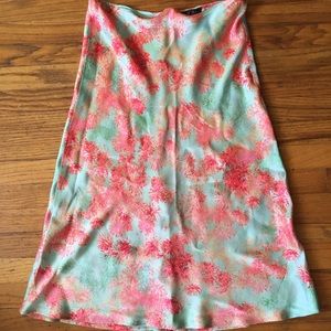 BCBG MaxMara floral skirt pink orange green 6 Med